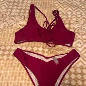 Cupshe Deep Red Bikini Set